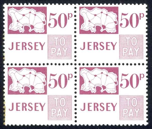 Jersey Sc# J20 MNH Block/4 Postage Due 1971-1975 50p Postage Due