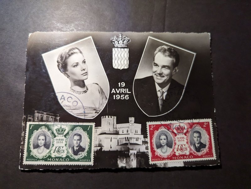 1956 Monaco Royalty Maxi Postcard Cover Monte Carlo to Brussels Belgium