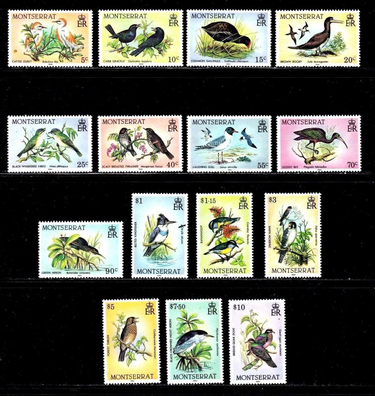 Montserrat stamps #524 - 538, MNH OG, complete set, birds CV $43.00