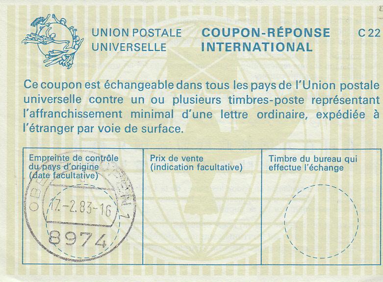 US IRC  #20  Cancelled Bonn Germany 1983