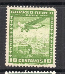 Chile 1920s-30s Airmail Early Issue Fine Mint Hinged Shade 10c. NW-13383