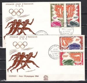 Congo, Rep. Scott cat. C20-23. Tokyo Summer Olympics issue. 2 First day covers.