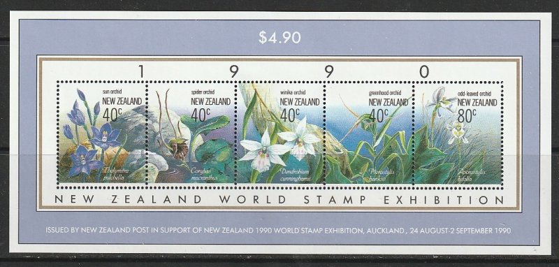 1990 New Zealand - Sc 986 - MNH VF - SS - Orchids