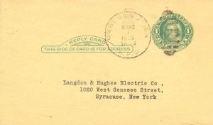 United States U.S. R.P.O.'s Oswego & Utica 1935 102-Q-2  Postal Card.