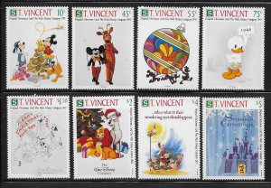 St. Vincent 1568-75, 1577 Disney 1991 Christmas Cards MNH c.v. 21.25