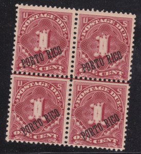 Puerto Rico Stamp Postage Due J1 Blk of 4 25 & 36 Degree Overprint MNH