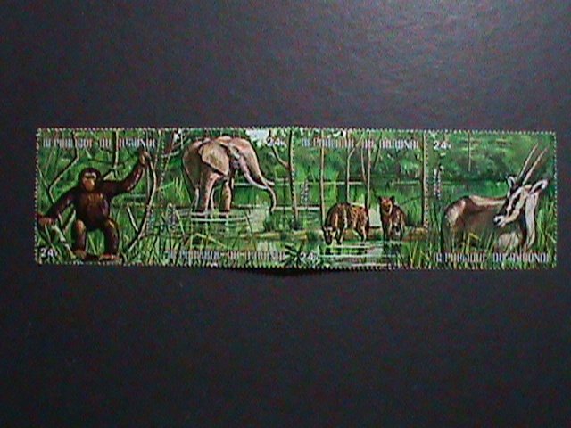 ​BURUNDI-1971 AIRMAIL- SC#C146- WILD LIFE IN JUNGLE CTO STRIPS OF 4 VERY FINE