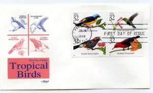 3222-25, (3225a) Tropical Birds, blk4, Artmaster, FDC