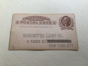United States New York Rochester Lamp company 1885  postal card Ref 66791