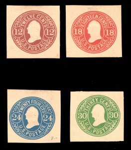 MOMEN: US STAMPS #U69-U72 U69 VAR. CUT SQUARES UNUSED LOT #91642*