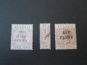 St Lucia 1892 Sc 40-42 set MH