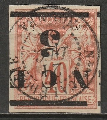 New Caledonia 1884 Sc 6a used inverted surcharge CDS