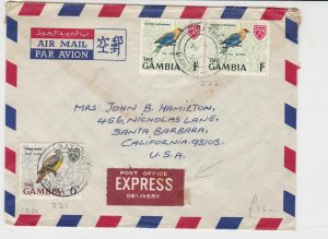 the gambia 1970 birds air mail stamps cover ref 20518