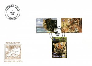 Niger 1998 Sc#1000/1002  Wildlife/Scouts/Rotary/Lions Set (3) Perforated FDC