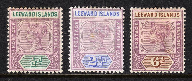 LEEWARD ISLANDS — SCOTT 1//5 (SG 1//5) — 1890 QV ISSUES — MH — SCV $24.25