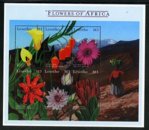 LESOTHO 1236-1238 MNH S/S SCV $21.00 BIN $12.50 FLOWERS