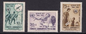 Turkey  #B85-B87  MNH  1961  UNICEF  anti-malaria