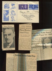 JOHN BOYD ORR NOBEL PEACE PRIZE WINNER SIGNED 1946 COVER LV1809