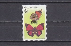 Guyana, Scott cat. 1912. Butterfly value o/printed with 1988.