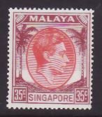 Singapore-Sc#15- id9-unused og NH 35c dk vio & rose red KGVI-1952-