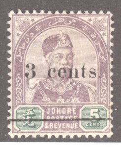 Malay States- Johore, Scott #27, MH