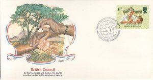 Great Britain 1984 FDC Sc #1067 17p Doctor with infant British Council 50th ann