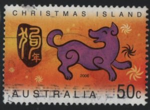 Christmas Island 2006 used Sc 454 50c Purple Dog Year of the Dog