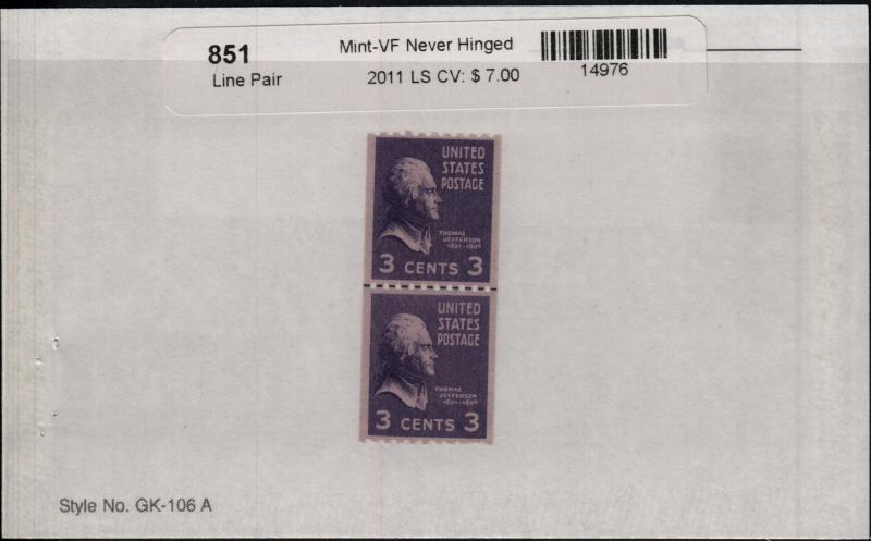 US 851 MNH Line Pair