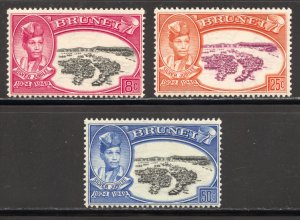 Brunei Scott 76-78 Unused VLHOG - 1949 Sultan Ahmed and Pile Dwellings-SCV $4.50