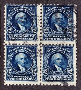 US 479 $2 Madison Used Block of 4 F-VF SCV $325