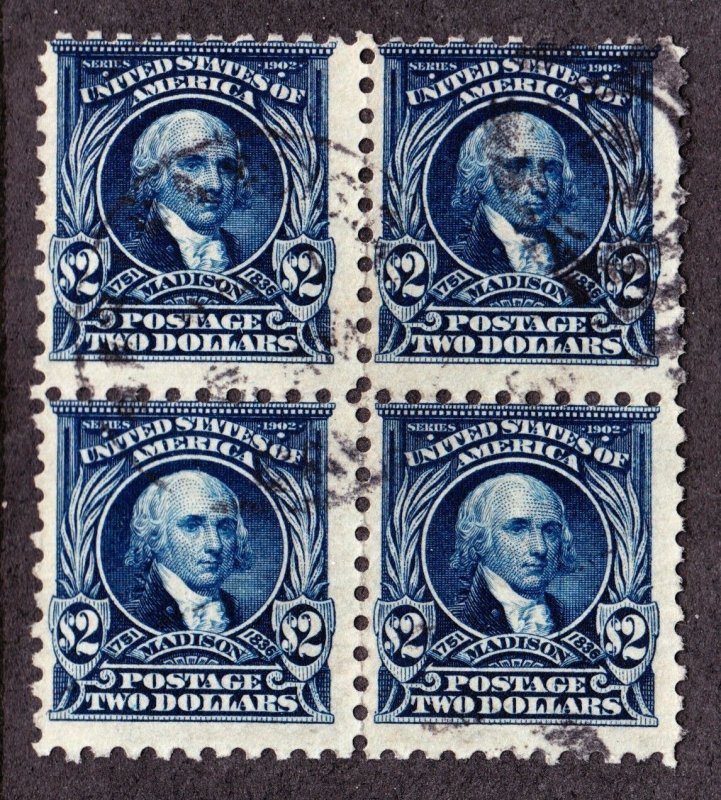 US 479 $2 Madison Used Block of 4 F-VF SCV $325