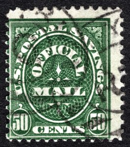 US 1911 50¢ Official Posral Savings Stamp #O122 Used CV $60