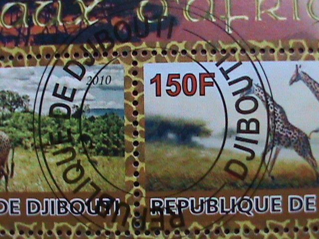 ​DJIBOUTI-2010- COLORFUL BEAUTIFUL LOVELY GIRAFES CTO S/S -VERY FINE