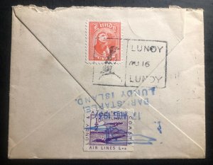 1937 Lundy Channel Island England Cover To South Wales Atlantic Coast Airlines