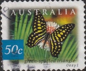 Australia #2164 2003 50c Green Spotted Triangle Butterfly   USED-Fine-NH. 