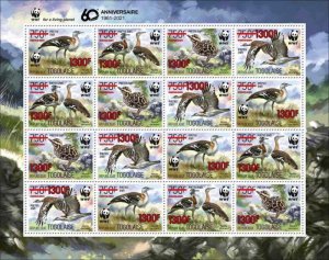 Togo - 2021 WWF 60 Years Bird Red - 16 Stamp Sheet - TG210250e1