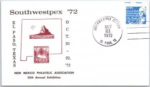 US SPECIAL EVENT CACHET COVER SOUTHWESTPEX '72 AT EL PASO TEXAS 1972