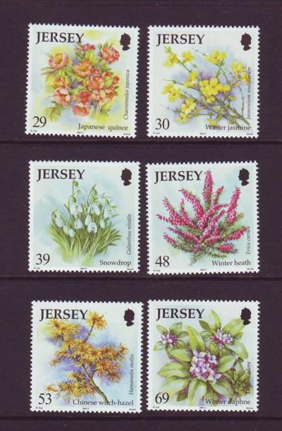Jersey Sc 1099-04 2003 Winter Flowers stamp set mint NH