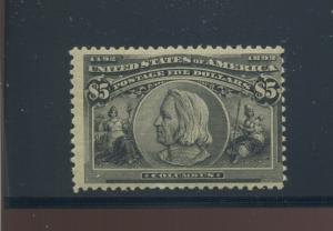 245 Columbian Mint Hi Value Stamp  (Stock 245-5)