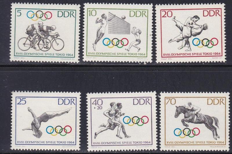 German Dem Rep # 706-710, B118, Tokyo Olympics, NH, 1/2 Cat