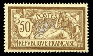 France, 1900-1950 #123 (YT 120) Cat€115, 1900 50c bister brown and gray, ve...