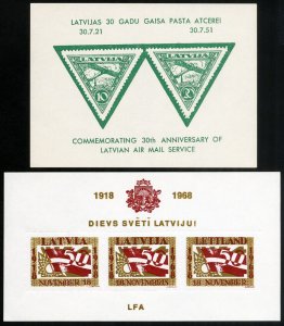 Latvia Stamps MNH XF Lot Of 2 Exhibition Souvenir Sheets