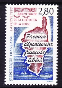 France 2372 MNH 1993 Liberation of Corsica - 50th Anniversasry