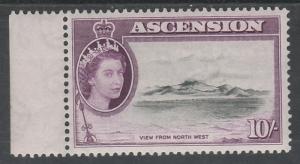 ASCENSION 1956 QEII VIEW 10/- MNH ** TOP VALUE 