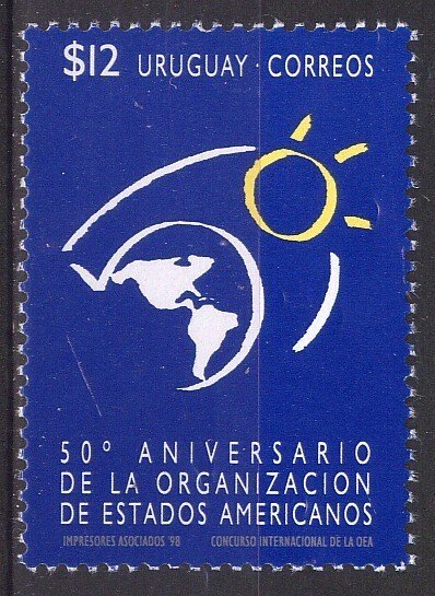 URUGUAY Sc#1719 MNH STAMPS OEA american states Sun map - Sol Mapa