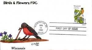 #2001 Wisconsin Birds - Flowers Slyter FDC