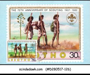 LESOTHO - 1982 75th ANNIV. OF SCOUTING / SCOUT SET OF 2  MAXI CARDS FDI