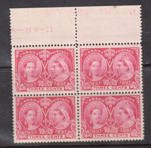 Canada #53 XF/NH Plate #11 Block