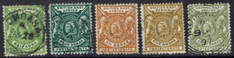 BRITISH EAST AFRICA 1896 QV LIONS RANGE TO 8A USED 