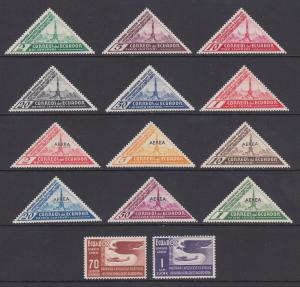 Ecuador Sc 352/C50 MNH. 1936 Quito Philex Triangulars, complete set inc Air Mail